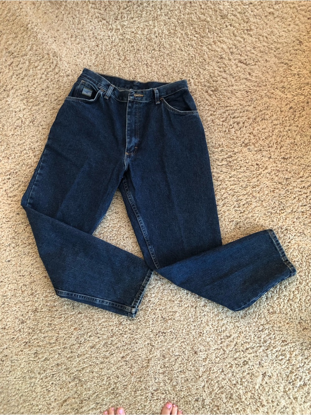 Vintage 90’s Wrangler Mom jeans 100% cotton High Rise Tapered. Dark Stone wash